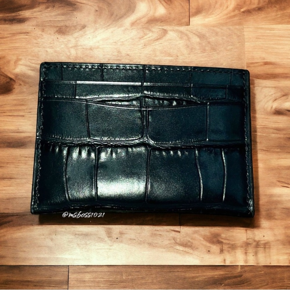 Coach Cassie Croc Leather Crossbody + Cardholder in Black/Silver NWT - Picture 12 of 12